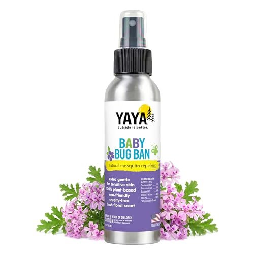 YAYA ORGANICS Baby Bug BAN – DEET-freies natürliches Insektenspray für Kinder, Babys, Schwangere & Stillende Mütter – Pflanzlicher Mückenschutz, leicht & nicht fettend, 118 ml
