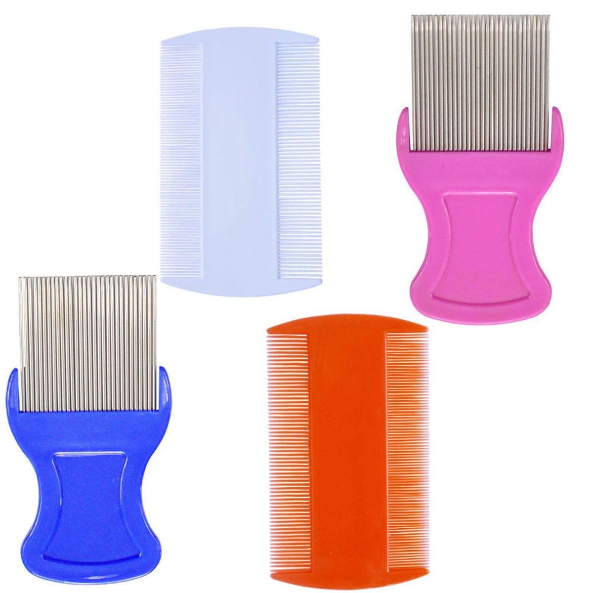 zYoung 4-teiliges Haarkamm-Set mit doppelseitigen Kämmen und Metallzahn-Schuppenkämmen