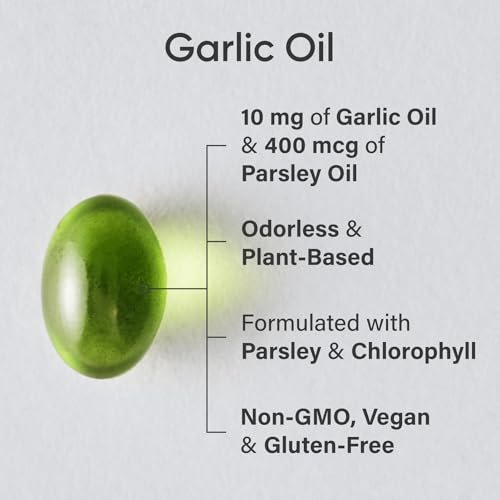 Sports Research® Geruchloses Knoblauchöl mit Petersilie & Chlorophyll - Vegan · Nicht-GVO · Glutenfrei - 150 pflanzliche Kapseln