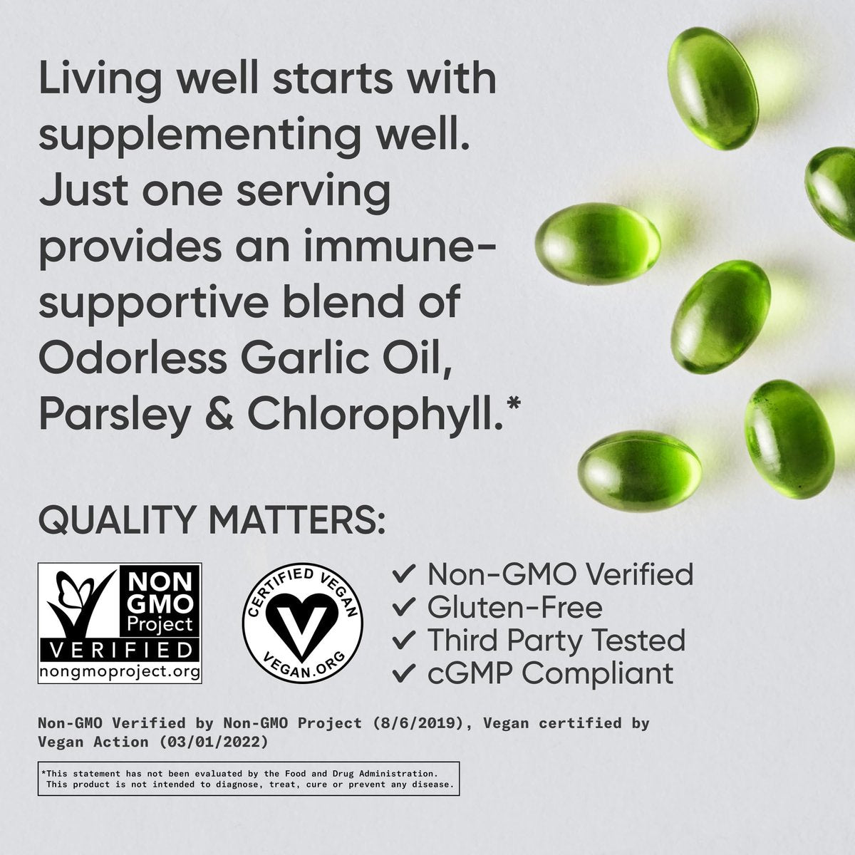 Sports Research® Geruchloses Knoblauchöl mit Petersilie & Chlorophyll - Vegan · Nicht-GVO · Glutenfrei - 150 pflanzliche Kapseln
