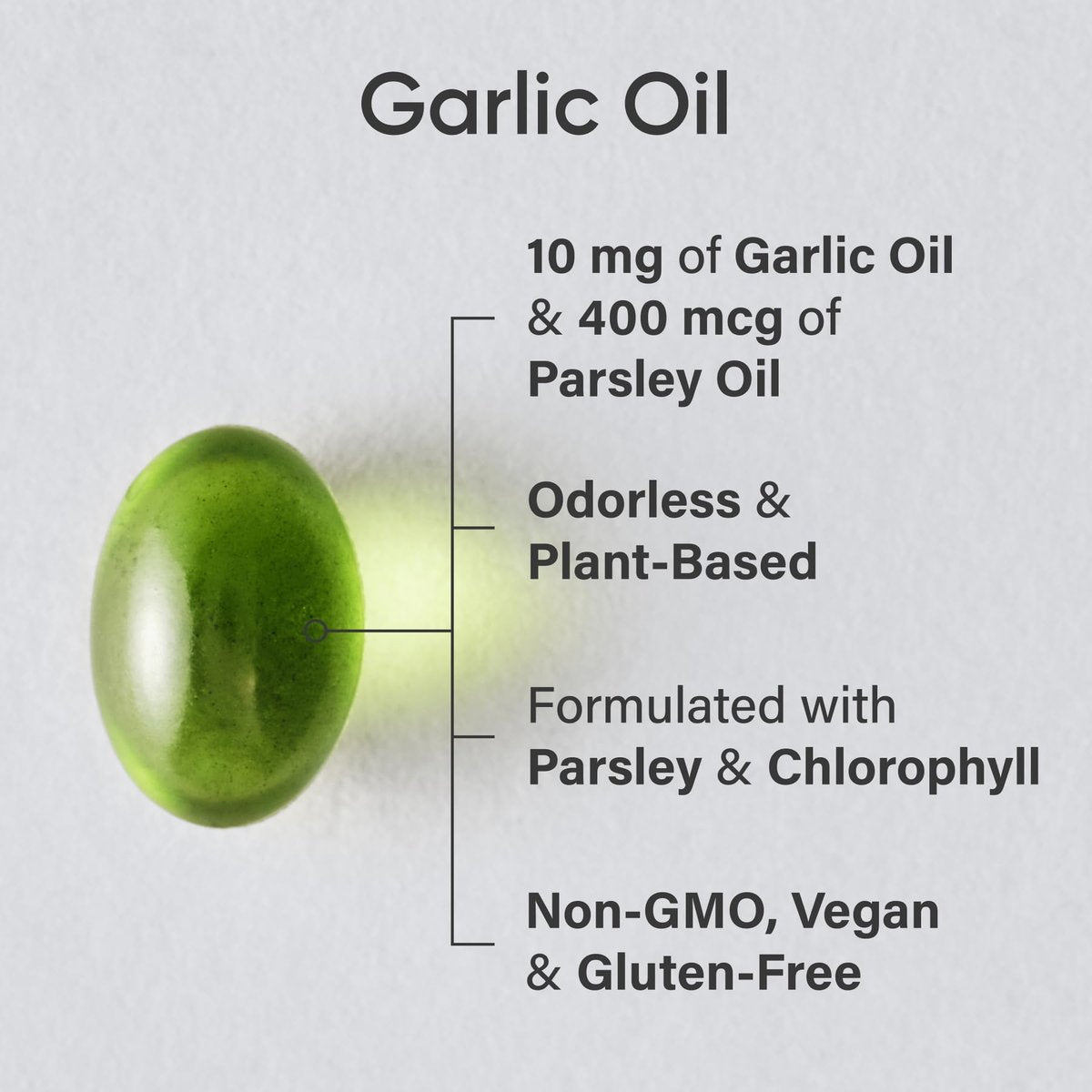 Sports Research® Geruchloses Knoblauchöl mit Petersilie & Chlorophyll - Vegan · Nicht-GVO · Glutenfrei - 150 pflanzliche Kapseln