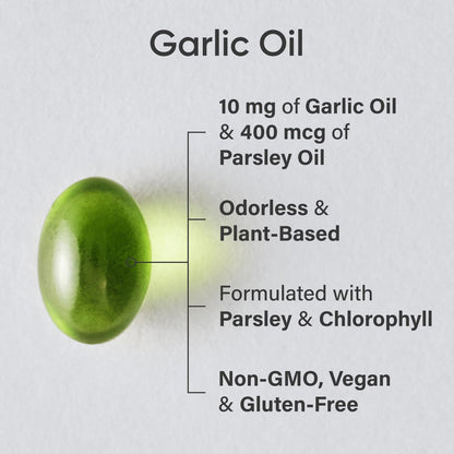 Sports Research® Geruchloses Knoblauchöl mit Petersilie & Chlorophyll - Vegan · Nicht-GVO · Glutenfrei - 150 pflanzliche Kapseln