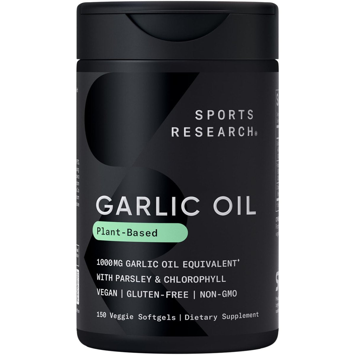 Sports Research® Geruchloses Knoblauchöl mit Petersilie & Chlorophyll - Vegan · Nicht-GVO · Glutenfrei - 150 pflanzliche Kapseln