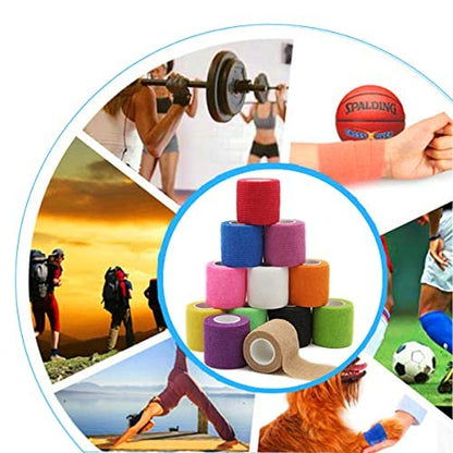 12er-Pack 2" x 5 Yards Selbstklebende elastische Bandage, dehnbares selbsthaftendes Tape für Erste Hilfe, Sport, Handgelenk, Knöchel (12 Farben)