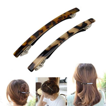 Luckycivia 2er-Pack Haarklammern, Lange und Dünne Handgefertigte Celluloid-Onix-Haarspangen, Elegante Automatische Haarspangen, Barrette-Pferdeschwanzhalter für Frauen/Mädchen - 10 cm