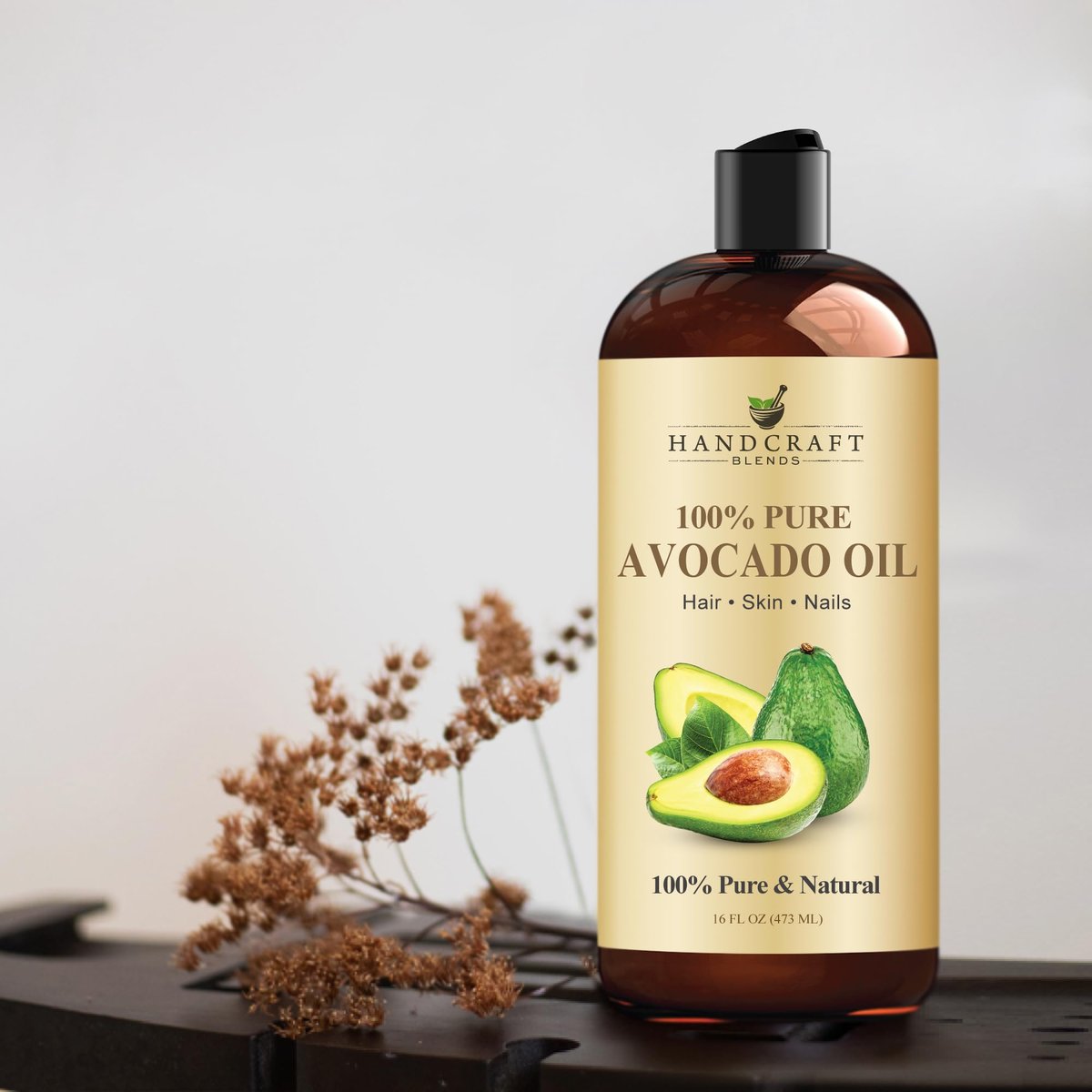 Handcraft Blends Avocado Oil - Kaltgepresst 473 ml - 100% rein und natürlich - Premium Trägeröl für Haut und Haar - Körper- und Haarpflege - Massage - Hexanfrei
