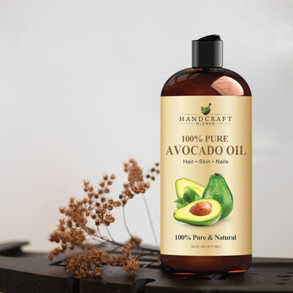 Handcraft Blends Avocado Oil - Kaltgepresst 473 ml - 100% rein und natürlich - Premium Trägeröl für Haut und Haar - Körper- und Haarpflege - Massage - Hexanfrei