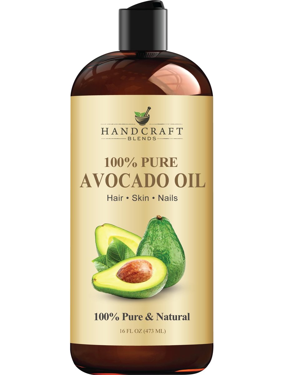 Handcraft Blends Avocado Oil - Kaltgepresst 473 ml - 100% rein und natürlich - Premium Trägeröl für Haut und Haar - Körper- und Haarpflege - Massage - Hexanfrei