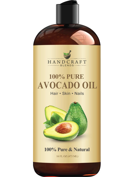 Handcraft Blends Avocado Oil - Kaltgepresst 473 ml - 100% rein und natürlich - Premium Trägeröl für Haut und Haar - Körper- und Haarpflege - Massage - Hexanfrei