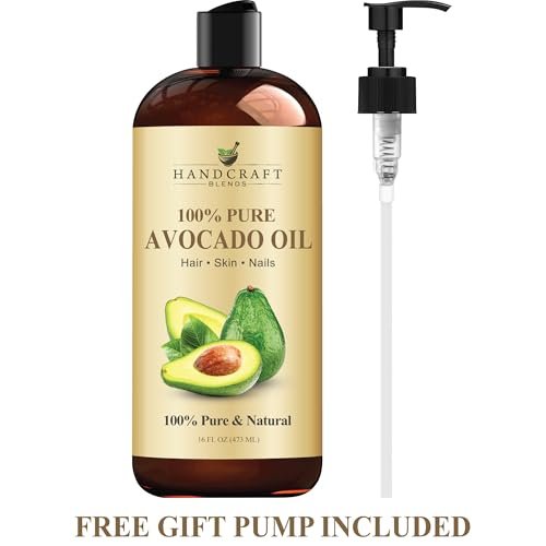 Handcraft Blends Avocado Oil - Kaltgepresst 473 ml - 100% rein und natürlich - Premium Trägeröl für Haut und Haar - Körper- und Haarpflege - Massage - Hexanfrei