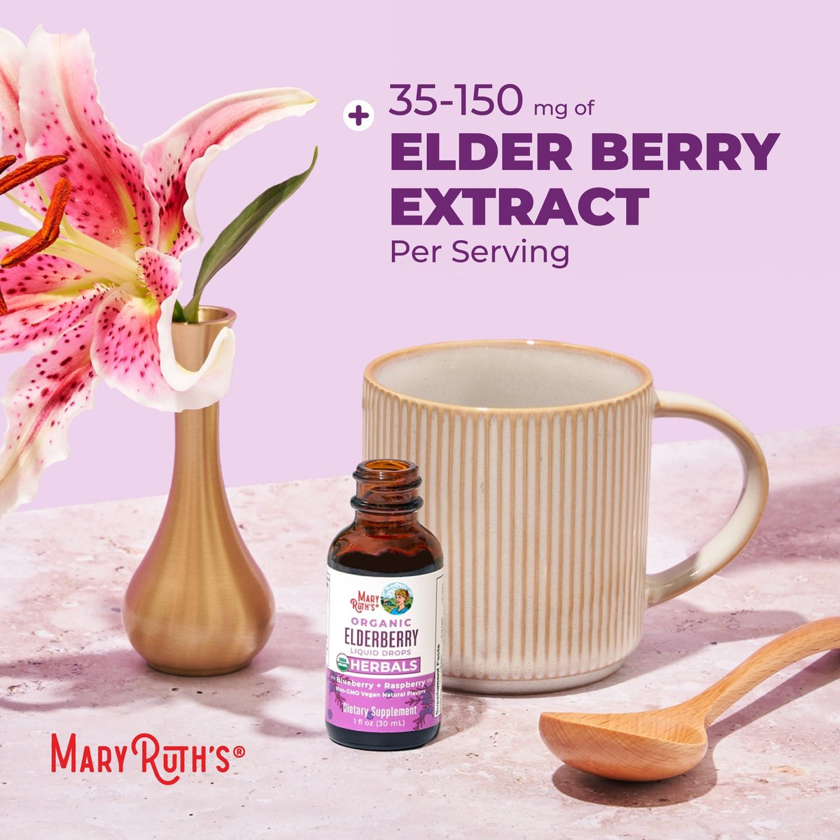 MARYRUTH'S Holunderbeeren-Tropfen für Erwachsene & Kinder | Immununterstützung | Antioxidans | Allgemeines Wohlbefinden | Holunderbeerextrakt | USDA Bio | Zuckerfrei | Vegan | Nicht-GMO | Glutenfrei | 30 ml
