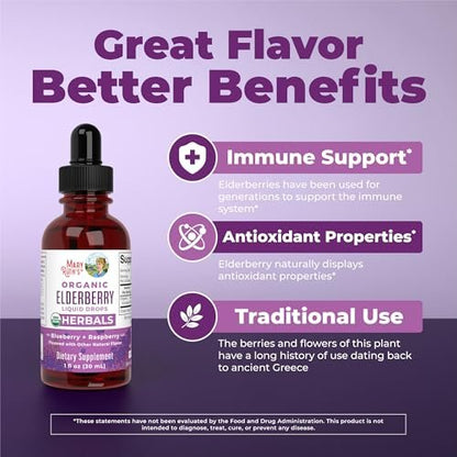 MARYRUTH'S Holunderbeeren-Tropfen für Erwachsene & Kinder | Immununterstützung | Antioxidans | Allgemeines Wohlbefinden | Holunderbeerextrakt | USDA Bio | Zuckerfrei | Vegan | Nicht-GMO | Glutenfrei | 30 ml