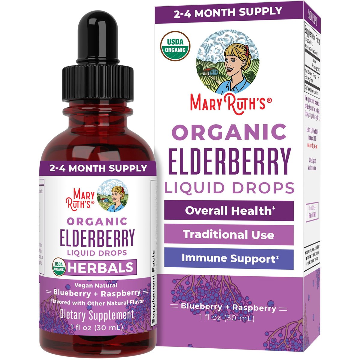 MARYRUTH'S Holunderbeeren-Tropfen für Erwachsene & Kinder | Immununterstützung | Antioxidans | Allgemeines Wohlbefinden | Holunderbeerextrakt | USDA Bio | Zuckerfrei | Vegan | Nicht-GMO | Glutenfrei | 30 ml