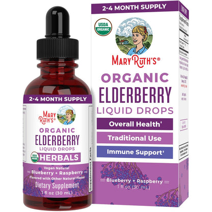 MARYRUTH'S Holunderbeeren-Tropfen für Erwachsene & Kinder | Immununterstützung | Antioxidans | Allgemeines Wohlbefinden | Holunderbeerextrakt | USDA Bio | Zuckerfrei | Vegan | Nicht-GMO | Glutenfrei | 30 ml