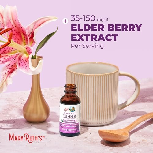 MARYRUTH'S Holunderbeeren-Tropfen für Erwachsene & Kinder | Immununterstützung | Antioxidans | Allgemeines Wohlbefinden | Holunderbeerextrakt | USDA Bio | Zuckerfrei | Vegan | Nicht-GMO | Glutenfrei | 30 ml