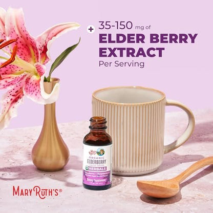 MARYRUTH'S Holunderbeeren-Tropfen für Erwachsene & Kinder | Immununterstützung | Antioxidans | Allgemeines Wohlbefinden | Holunderbeerextrakt | USDA Bio | Zuckerfrei | Vegan | Nicht-GMO | Glutenfrei | 30 ml