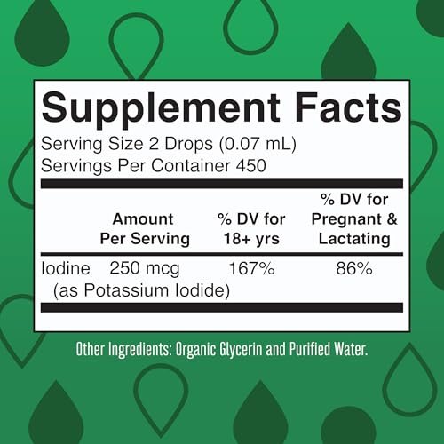 MaryRuth Organics Iod Liquid Drops | Kaliumiodid | 1-Jahres-Vorrat | 450 Portionen | Schilddrüsengesundheit | USDA Bio | Vegan | Ohne Gentechnik | Glutenfrei | 30 ml