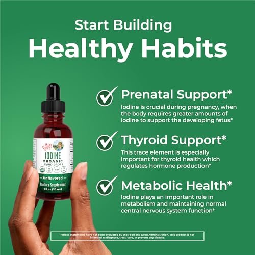 MaryRuth Organics Iod Liquid Drops | Kaliumiodid | 1-Jahres-Vorrat | 450 Portionen | Schilddrüsengesundheit | USDA Bio | Vegan | Ohne Gentechnik | Glutenfrei | 30 ml