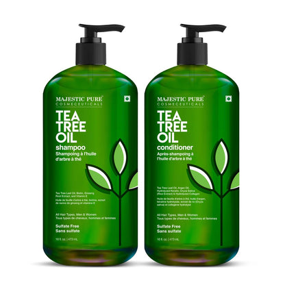 Majestic Pure Teebaum-Shampoo für Männer und Frauen – Feuchtigkeitsspendende Formel gegen Schuppen, Läuse und juckende, gereizte oder trockene Kopfhaut – Für alle Haartypen – Sulfatfrei, 16 fl oz (2er-Pack)