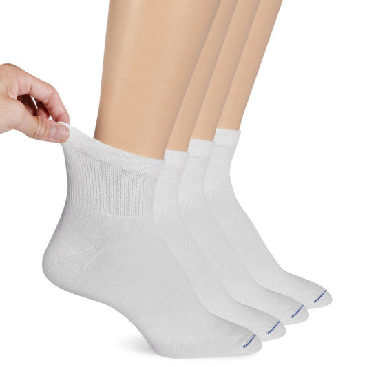 Dr. Scholl's Damen 4er-Pack Diabetiker- und Durchblutungsfördernde nicht einschnürende Knöchelsocken, Weiß, Schuhgröße: 8-12