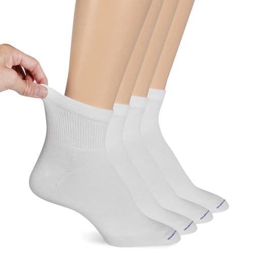 Dr. Scholl's Diabetische & Kreislaufunterstützende Nicht-Bindende Knöchelsocken für Damen, 4er-Pack, Weiß, Schuhgröße 4-10