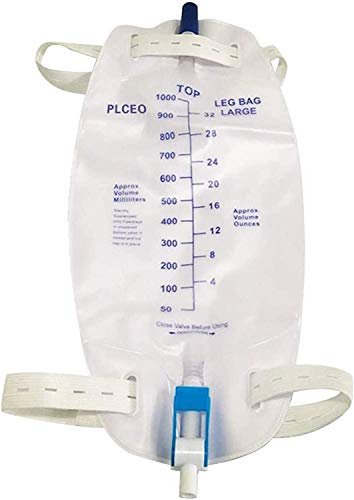 Easy-Tap Beinbeutel Urinbeutel 1000ml, mit Rückflussventil, Stoffbändern und Easy-Flip-Ablass (3er-Pack)