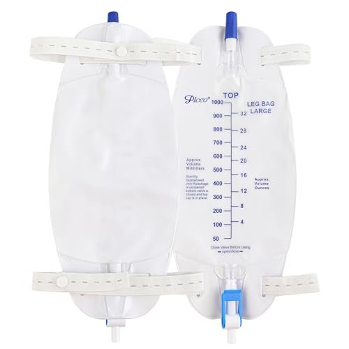 Easy-Tap Beinbeutel Urinbeutel 1000ml, mit Rückflussventil, Stoffbändern und Easy-Flip-Ablass (3er-Pack)