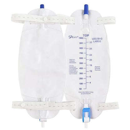 Easy-Tap Beinbeutel Urinbeutel 1000ml, mit Rückflussventil, Stoffbändern und Easy-Flip-Ablass (3er-Pack)