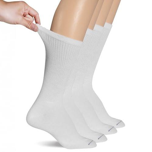 Dr. Scholl's Damen Guaranteed Comfort Diabetiker- und Durchblutungs-Socken, 4er-Pack, Weiß, Größe 4-10