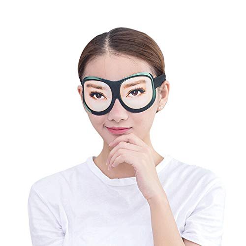 3D Lustige Augenmaske aus Memory-Schaum mit verstellbarem Kopfband für Reisen, Schlaf und Partys – Schwarz