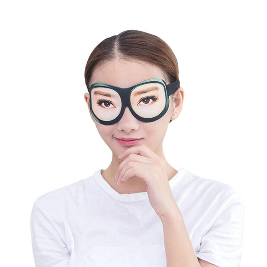 3D Lustige Augenmaske aus Memory-Schaum mit verstellbarem Kopfband für Reisen, Schlaf und Partys – Schwarz