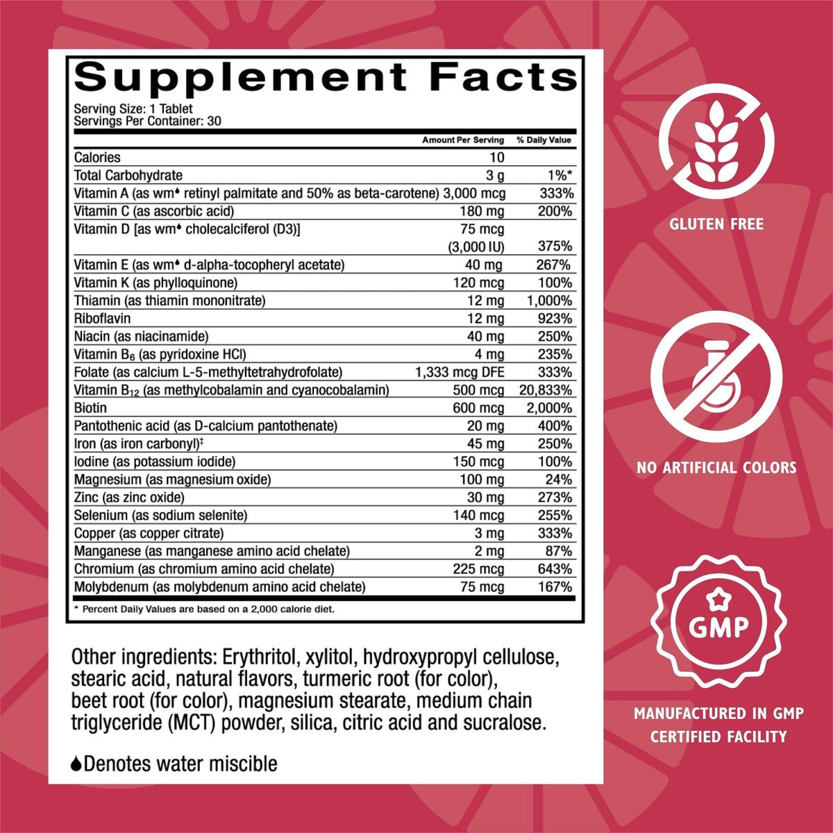CelebrateONE 45 Bariatrisches Multivitamin mit Eisen – Einmal täglich Kirsche Kautablette für Magenbypass & Schlauchmagen – 45 mg Eisen, 30 Tabletten, 1 Monatsvorrat