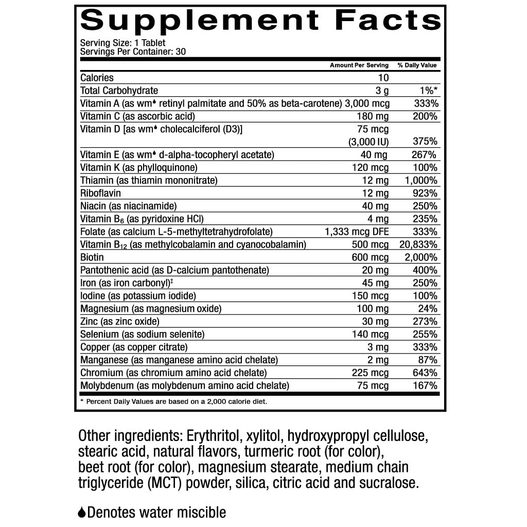 CelebrateONE 45 Bariatrisches Multivitamin mit Eisen – Einmal täglich Kirsche Kautablette für Magenbypass & Schlauchmagen – 45 mg Eisen, 30 Tabletten, 1 Monatsvorrat