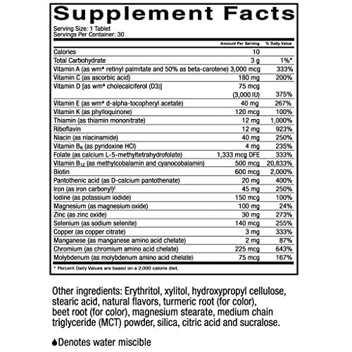 CelebrateONE 45 Bariatrisches Multivitamin mit Eisen – Einmal täglich Kirsche Kautablette für Magenbypass & Schlauchmagen – 45 mg Eisen, 30 Tabletten, 1 Monatsvorrat