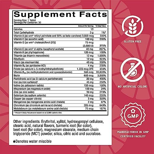 CelebrateONE 45 Bariatrisches Multivitamin mit Eisen – Einmal täglich Kirsche Kautablette für Magenbypass & Schlauchmagen – 45 mg Eisen, 30 Tabletten, 1 Monatsvorrat