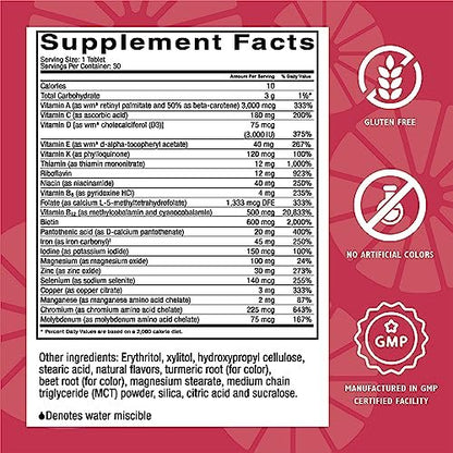 CelebrateONE 45 Bariatrisches Multivitamin mit Eisen – Einmal täglich Kirsche Kautablette für Magenbypass & Schlauchmagen – 45 mg Eisen, 30 Tabletten, 1 Monatsvorrat