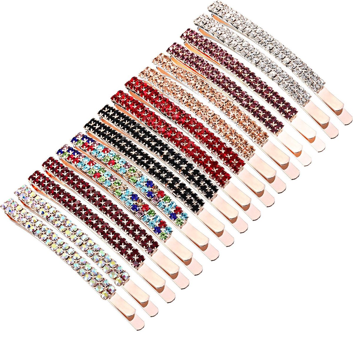 Yaomiao 16-teilige Strass-Haarnadeln, Doppelreihe dekorative Haarspangen, Kristall-Diamant-Haarklammern für Frauen, Braut, Hochzeitsaccessoires (Stil A)