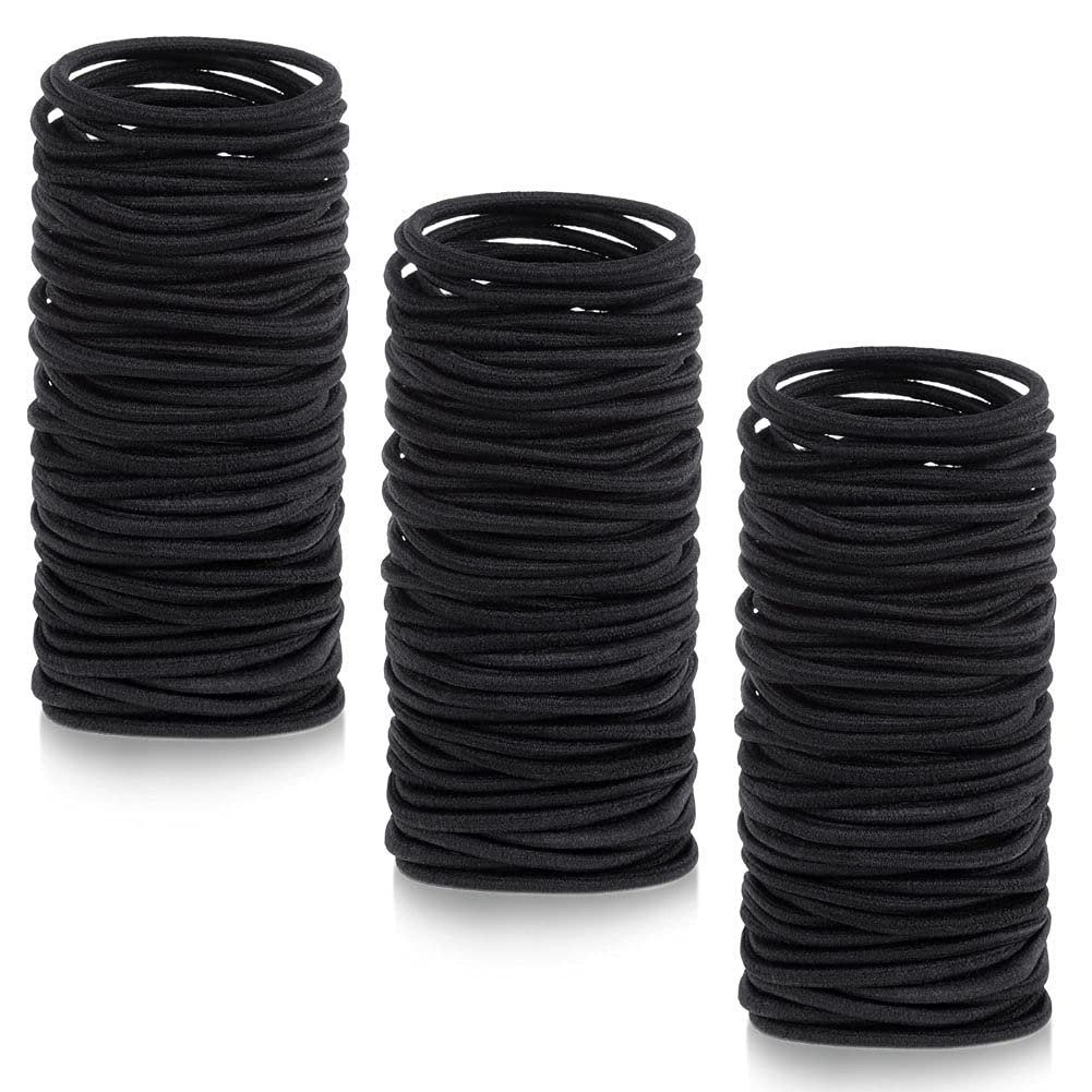 Anezus 250 Stück Schwarze Haargummis, kleine Haarbänder, Gummibänder für Frauen, Mädchen, Babys, Kleinkinder, Männer mit dickem, lockigem Haar, 3 mm