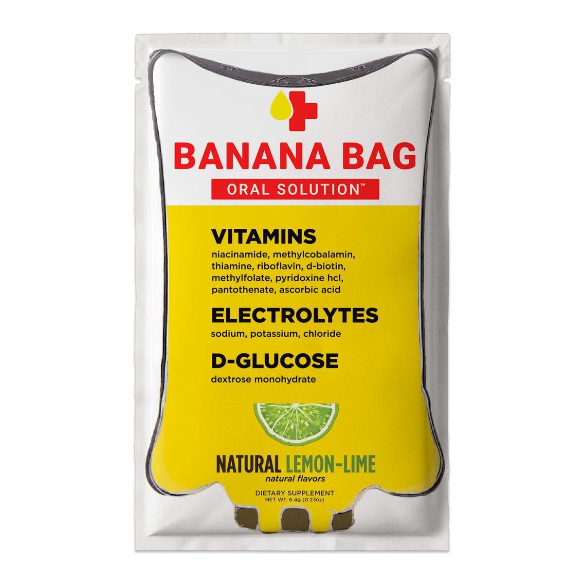 Banana Bag Oral Solution Packets – Natürlicher Limetten-Zitronen-Geschmack 5er-Pack | Erfrischende Mischung aus Elektrolyten, Vitamin C und B-Komplex für tägliche Hydration und Energie | Perfekt für jeden Lebensstil