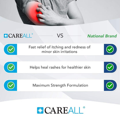 CareAll Hydrocortison 1% Creme, 28g Tube, Maximale Stärke Anti-Juckreiz Creme, Linderung von Juckreiz und Rötungen durch Insektenstiche, Ekzeme, Psoriasis, Giftefeu, Gifteiche und Giftsumach (1er-Pack)