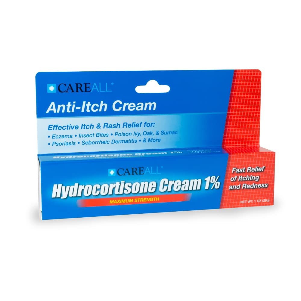 CareAll Hydrocortison 1% Creme, 28g Tube, Maximale Stärke Anti-Juckreiz Creme, Linderung von Juckreiz und Rötungen durch Insektenstiche, Ekzeme, Psoriasis, Giftefeu, Gifteiche und Giftsumach (1er-Pack)