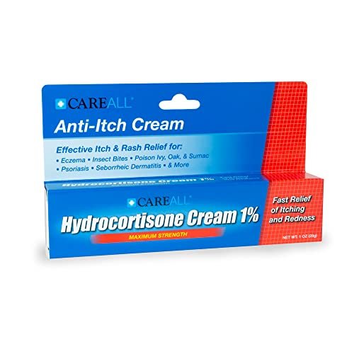 CareAll Hydrocortison 1% Creme, 28g Tube, Maximale Stärke Anti-Juckreiz Creme, Linderung von Juckreiz und Rötungen durch Insektenstiche, Ekzeme, Psoriasis, Giftefeu, Gifteiche und Giftsumach (1er-Pack)