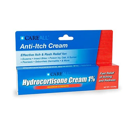 CareAll Hydrocortison 1% Creme, 28g Tube, Maximale Stärke Anti-Juckreiz Creme, Linderung von Juckreiz und Rötungen durch Insektenstiche, Ekzeme, Psoriasis, Giftefeu, Gifteiche und Giftsumach (1er-Pack)