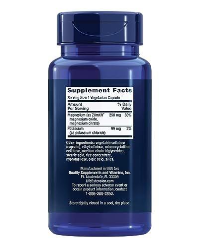 Life Extension Kalium mit Extend-Release Magnesium – Herzgesundheit Nahrungsergänzungsmittel zur Blutdruckunterstützung mit zwei essentiellen Mineralstoffen – Nicht-GVO, Vegetarisch, Glutenfrei – 60 Kapseln
