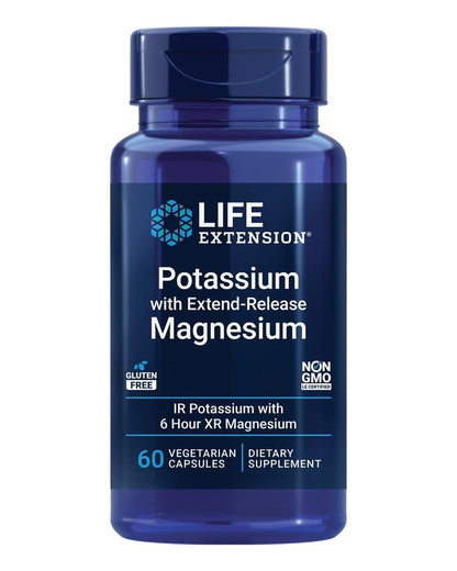 Life Extension Kalium mit Extend-Release Magnesium – Herzgesundheit Nahrungsergänzungsmittel zur Blutdruckunterstützung mit zwei essentiellen Mineralstoffen – Nicht-GVO, Vegetarisch, Glutenfrei – 60 Kapseln