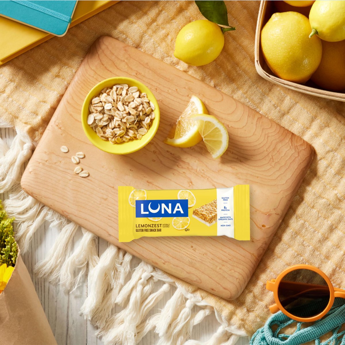 LUNA Bar Lemon Zest – Glutenfreie Snack-Riegel mit Bio-Hafer, 12er-Pack