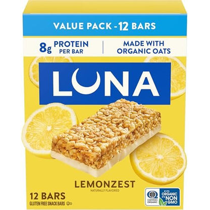 LUNA Bar Lemon Zest – Glutenfreie Snack-Riegel mit Bio-Hafer, 12er-Pack