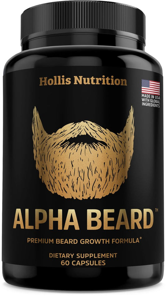 ALPHA BEARD Wachstumsvitamine | Biotin 10K MCG, Kollagen, Keratin, Hyaluronsäure, B-Komplex, MSM | Bart-DHT-Blocker | Nahrungsergänzungsmittel für Bart- und Haarwachstum bei Männern | Stärkeren, gesünderen Gesichtsbehaarung nachwachsen lassen