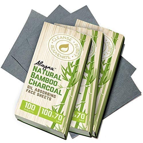 Öl-Kontrolltücher aus Bambus mit Aktivkohle – 300 Blatt, 3er-Pack – Matte Blotting Papers für fettige Haut, Make-up & Pflege