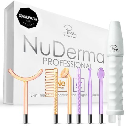 NuDerma Professionelle Hauttherapie-Wand – Tragbare Hauttherapie-Maschine mit 6 Neon- und Argon-Stäben – Haut klären, straffen und festigen